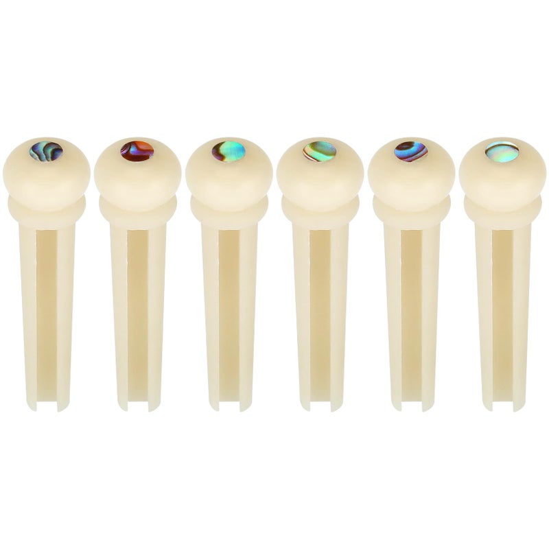 Blisstime 6pcs Unbleached Guitar Bone Bridge Pins Natural Bone Color Replacement Parts with Abalone Dot - Image 3